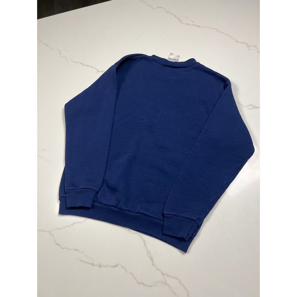 90s Nike Sweatshirt Kids Navy Vintage Made in USA Embroidered Swoosh Small 8 - Picture 3 of 6